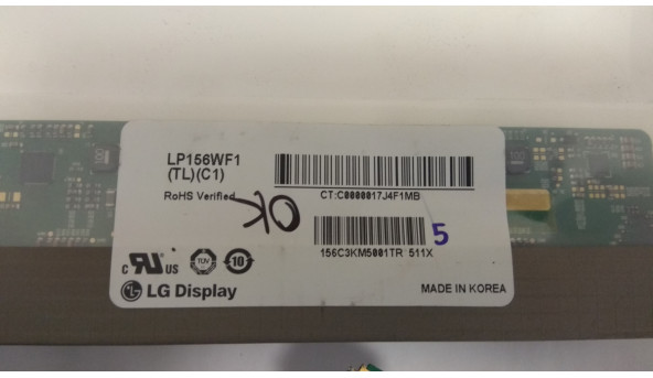Матрица LG Display, LP156WF1 (TL) (C1), 15 6 ", 40-Pin, LED, WUXGA 1920x1080 Full HD, Б / У - 306579