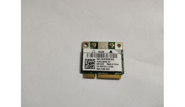 Адаптер wi-fi, снят с ноутбука Dell Vostro 3500, DW1520, CN-0KVCX1, Б / У. В хорошем состоянии, без повреждений.
