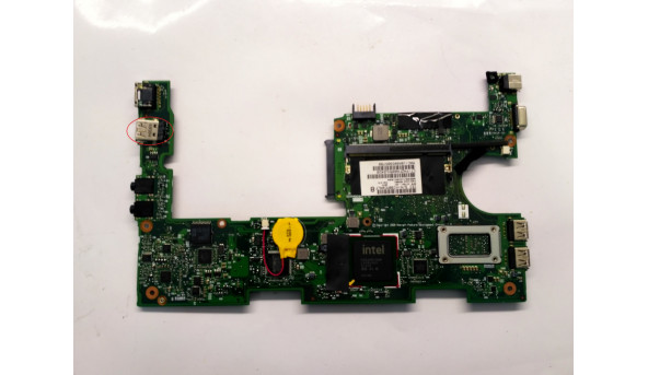 Материнська плата для ноутбука HP Mini 5101, B0045JT792 , 577921-001, Б/В. Має впаяний процесор Intel Atom N280, SLGL9. Стартує, Зображення не виводить, пошкоджений USB роз'єм.