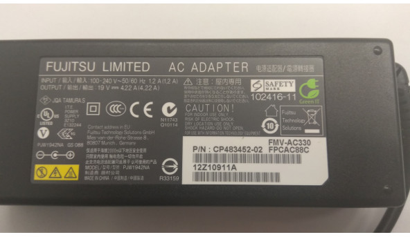 Зарядка для ноутбука Fujitsu, Model: PJW1942NA, Input: 100-240V-1. 2-0. 6A, 50-60Hz 1. 2A (1, 2A), Output: 19V-4. 22A, оригинал. - 307166