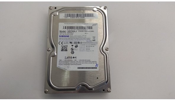 Жорсткий диск, Samsung, Sponpoint F1, 750GB, 7200rpm, 32MB, HD753LJ, 3.5, SATA II