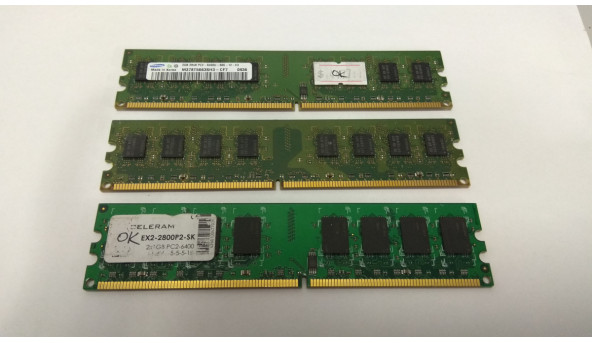 Оперативная память для ПК DDR2, 800 МГц, 2 Гб, PC2-6400U, DIMM, Б / У. Рабочая, протестирована