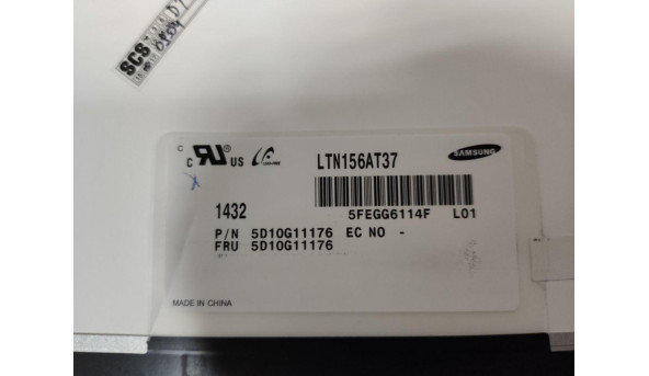 Матриця Samsung, LTN156AT37, 15.6", 30 Pin, LCD, HD 1366x768, Slim, б/в, Є подряпина, помітна на всіх кольорах - 307299