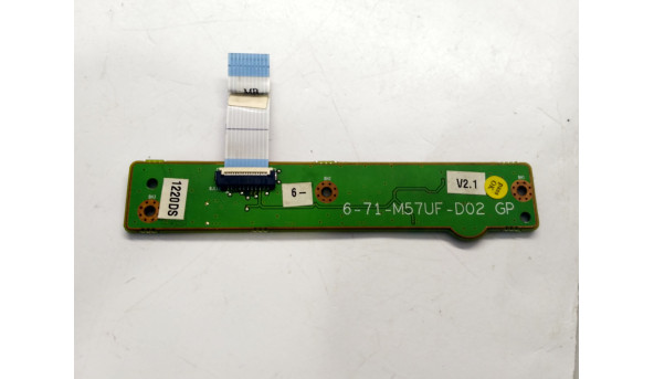Плата з Кнопкою включення та LED індикатором, для ноутбука Clevo M57U, 6-71-m57uf-d02, Б/В, в хорошому стані, без пошкоджень - 307523