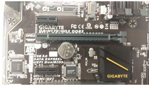 Нова Материнська плата для ПК Gigabyte GA-H170-HD3 DDR3, REV 1.0. Socket 1151. Повністю протестована, робоча,,  гарантія 3 місяці.