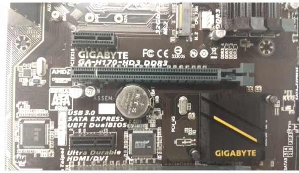 Нова Материнська плата для ПК Gigabyte GA-H170-HD3 DDR3, REV 1.0. Socket 1151. Повністю протестована, робоча,, гарантія 3 місяці. - 307565