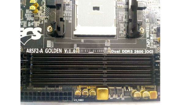Материнская плата для персонального компьютера ECS A85F2-A Golden, Socket FM2, v 1. 0, новая. Не выводит изображение, перебиты дорожки (фото)