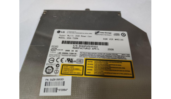 CD / DVD привод для ноутбука MSI Megabook M670, GSA-T20N, LGE-DMGSA-T20A, Б / У. В хорошем состоянии, без повреждений. - 307662
