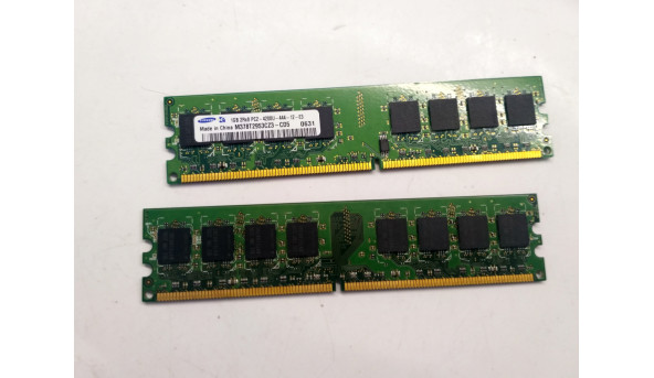 Оперативная память Samsung для ПК DDR2, 533 МГц, 1 Гб, PC2-4200U, DIMM, Б / У. Рабочая, протестирована память