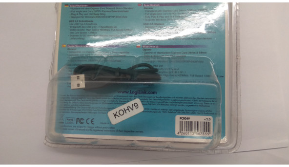 Перехідник LogiLink 4-портовий USB2.0 PC Card PCMCIA. В хорошому стані, без пошкодження. - 308242