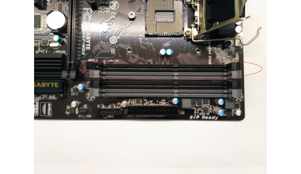 Материнська плата для персонального комп'ютера GIGABYTE GA-H97-HD3, rev.1.0, Socket 1150, нова, робоча, не працюють 2 слоти оперативної пам'яті(фото). - 308350