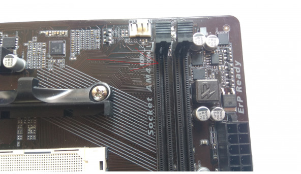 Материнська плата для ПК Gigabyte GA-AB350M-DS2, Rev:1.0, Socket AM4, Протестована, робоча. Не працює слот ОЗП DDR4_2 (фото).