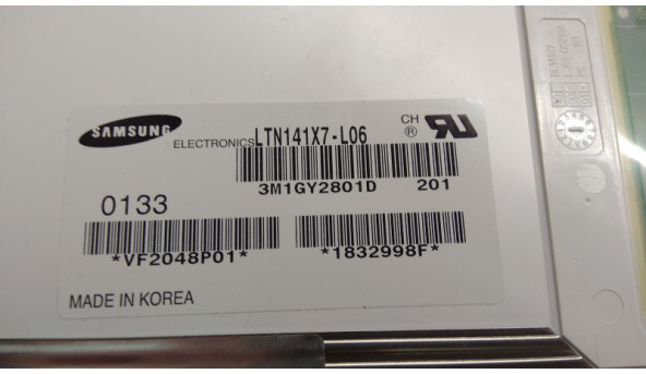 Матриця SAMSUNG, LTN141X7-L06, 14.1", 20-pin, CCFL 1-Bulb, XGA 1024x768, Б/В. Вирване живлення для інвертора (фото), стан вказати не можу. - 308599