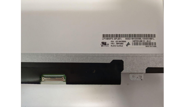 Матриця LG Display, LP140WF6 (SP)(B1), 14.0", 30-pin, LED, FHD 1920x1080, IPS, б/в. Має зовнішні сліди клавіатури, при роботі непомітні, та є два маленькі засвіти яі на роботу не впливають - 308611