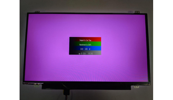 Матриця LG Display, LP140WF6 (SP)(B4), 14.0", 30-pin, LED, FHD 1920x1080, IPS, б/в, Є маленький засвіт, присутні сліди від клавіатури (на роботу не впливають), є подряпина помітна на всіх кольорах (фото) - 308613