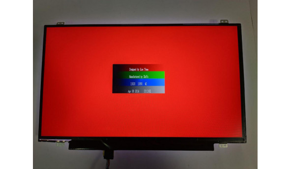 Матриця LG Display, LP140WF6 (SP)(B4), 14.0", 30-pin, LED, FHD 1920x1080, IPS, б/в, Є маленький засвіт, присутні сліди від клавіатури (на роботу не впливають), є подряпина помітна на всіх кольорах (фото) - 308613