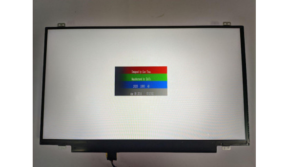 Матриця LG Display, LP140WF6 (SP)(B3), 14.0'', LED, FHD 1920x1080, IPS, 30-pin, Slim, б/в, має декілька засвітів які помітно при роботі, та є незначні сліди від клавіатури, та присутні подряпини - 308617
