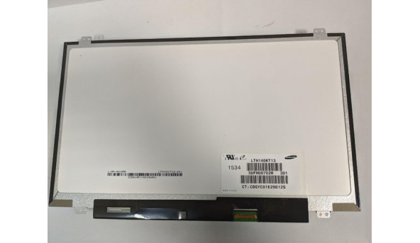 Матриця Samsung, LTN140KT13, 14.0'', LED, HD+ 1600x900, 30-pin, Slim, б/в, Нестабільне зображення, бігають полоси, та миготить зображення - 308620
