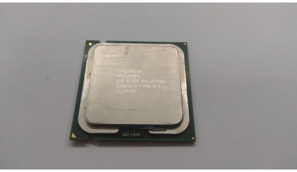Процесор для ПК, Intel Pentium 4, 640, SL7Z8, 2 МБ кеш-пам'яті, тактова частота 3.20 ГГц, з підтримкою технології НТ, частота системної шини 800 МГц,  Socket PLGA775, б/в, протестований, робочий