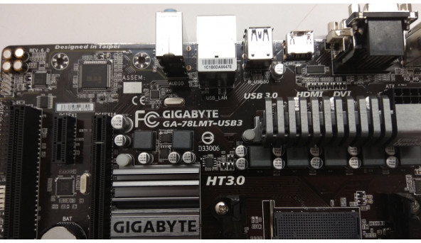 Материнська плата для ПК GIGABYTE GA-78LMT-USB3, Rev:6.0, Socket AM3b. Нова, стартує, не виводить зображення.