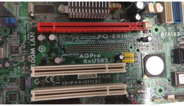 Материнська плата для ПК, AGPro, 15-P44-011131, Rev:1.1C, Socket 754, DDR1. Б/В. Протестована, робоча. Продається в комплекті з процесором AMD Athlon 3200.