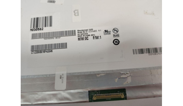 Матриця AU Optronics, B133XW03 V.1, 13.3", HD 1366x768, LED, Slim, б/в, має подряпини, при роботі помітні - 308932