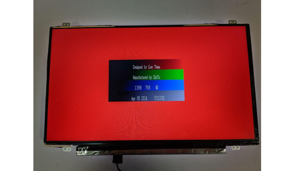 Матриця Chi Mei InnoLux,  N140BGE-E33 Rev:C1,  14.0'', LED,  HD 1366x768, 30-pin, Slim, б/в,  Є два засвіти, помітний на всіх кольорах, присутні подряпини, впливають на зображення, з лівого боку відсутня плівка