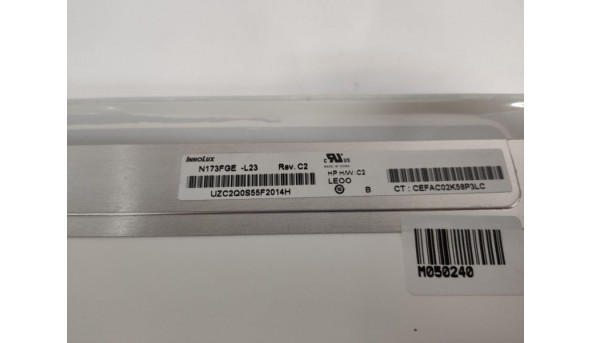 Матриця INNOLUX, N173FGE-L23 Rev:C.2, 17.3'', LCD, HD+ 1600x900, 40-pin, б/в, Присутні мінімальні мікро- подряпинки, на роботу не впливають - 309396