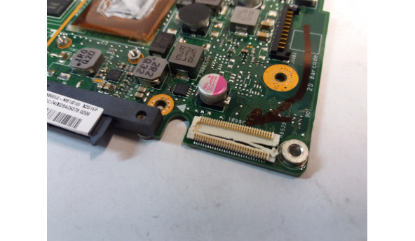 Материнська плата для ноутбука Asus X202E, 60NB00L0-MB1010, б/в,  Процесор SR08N, Intel Celeron 847, 2 GB RAM  Стартує, робоча, пошкоджений роз'єм (фото)