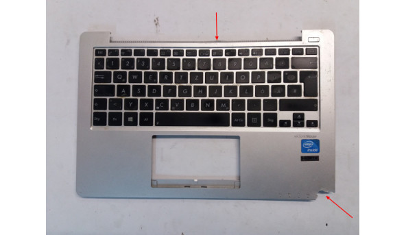 Середня частина корпуса для ноутбука Asus X201E, 11.6", 13NB00L2AP0611, Б/В, клавіатура робоча, має пошкодження (фото)
