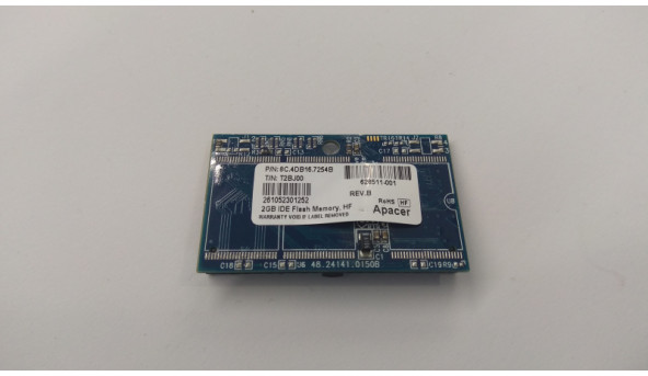 HP Apacer 2GB 44-Pin IDE Flash Memory 8C.4DB16.7254B. В хорошому стані, без пошкоджень.