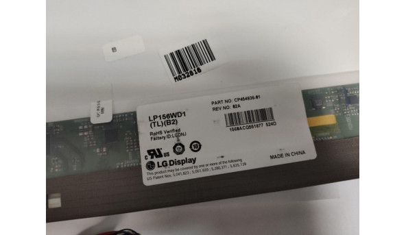 Матриця LG Display, LP156WD1 (TL)(B2), 15.6'', LED, HD+ 1600x900, 40-pin, Normal, б/в, Присутні подряпини, помітні при роботі на всіх кольорах, є сліди від клавіатури (фото), при роботі непомітні - 310098
