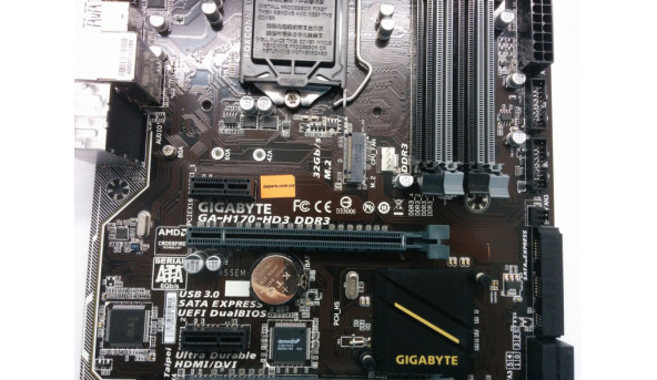 Материнська плата для ПК Gigabyte GA-H170-HD3 DDR3, REV 1.0. Socket 1151, нова, дефектна