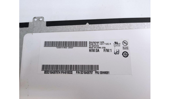 Матриця AU Optronics, B140XTN02.A, 14.0'', LCD, HD 1366x768, 30-pin, Slim, б/в, Є подряпина помітна на всіх кольорах (фото), та засвіти - 311046