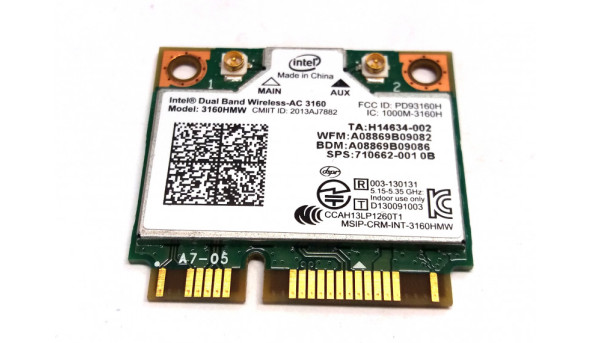 Modem WIFI, знятий з ноутбука Medion Akoya E1232T, MD99410, 3160HMW, 710662-0010B, Б/В. В хорошому стані, без пошкоджень.