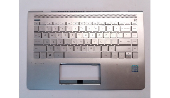 Середня частина корпуса для ноутбука HP Pavilion 14-BF, 14-bf001nd, AP22R000310, PK1322R2B01, Б/В, Клавіатура з підсвіткою робоча, кріплення всі цілі, деформована.