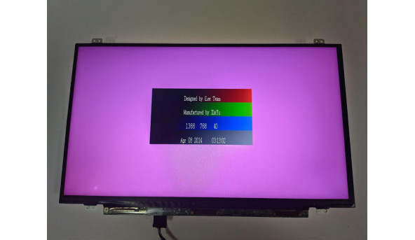 Матриця LG Display, LP140WH8 (TP)(D2), 14.0'', LED, HD 1366x768, 30-pin, Slim, б/в, Є засвіти помітні на всіх кольорах, є подряпина, на роботу не впливає - 312409