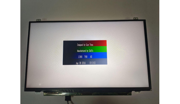 Матриця LG Display, LP140WH8 (TP)(D2), 14.0'', LED, HD 1366x768, 30-pin, Slim, б/в, Є засвіти помітні на всіх кольорах, є подряпина, на роботу не впливає - 312409