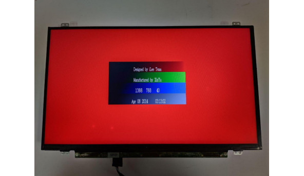 Матриця LG Display,  LP140WH8 (TP)(D2),  14.0'', LED,  HD 1366x768, 30-pin, Slim, б/в, Є декілька маленьких ледь помітних засвітів (фото) при роботі помітні на всіх кольорах, та присутні мінімальні подряпини, на синьому кольорі помітна пляма