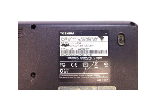 Нижня частина корпуса для ноутбука Toshiba Satellite L500, AP073000B00, Б/В. - 313747