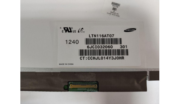 Матриця Samsung, LTN116AT07, 11.6, WideScreen, LED, HD 1366x768, 40 pin, б/в, Має дефекти зображення. на деяких кольорах сніжить - 314156