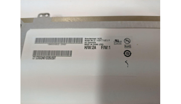 Матриця AU Optronics, B140XTN03.3, 14.0'', LED, HD 1366x768, 30-pin, Slim, б/в, Є засвіт, помітний при роботі, присутні подряпини, - 314397