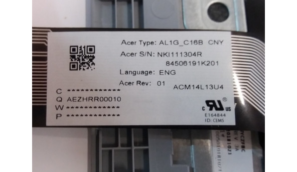 Середня частина корпуса для ноутбука ACER Chromebook R 13, CB5-132T, TFQ4CZ3ETA, NKI111304, AL1G_C16B, Б/В, клавіатура протестована, робоча, всі кріплення цілі, подряпини, потертості, невистачає 1 кнопки. - 314404