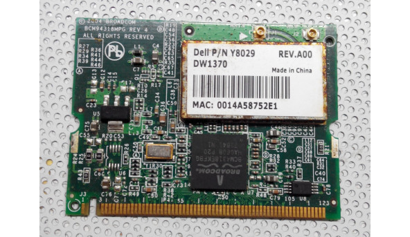 Адаптер WI-FI, знятий з ноутбука Dell Inspiron 1300, bcm94318mpg rev 4, dell p/n y8029 rev.A00, dw1370, Б/В.