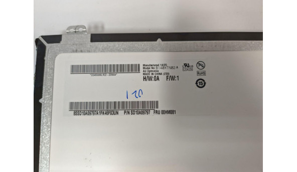 Матриця AU Optronics, B140XTN02.A, 14.0'', LED, HD 1366x768, 30-pin, Slim, б/в, Є подряпини які помітні при роботі (фото), присутні засвіти, відсутня стрічка з правого боку та з верху - 314668