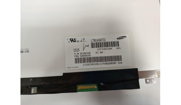 Матриця Samsung, LTN140AT31, 14.0'', LED, HD 1366x768, 30-pin, Slim, б/в, Мигає зображення, є засвіти, та бігають полоси, є подряпини, які помітно при роботі - 314670