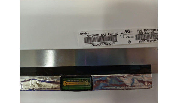 Матриця Innolux, N140BGE-EA3 Rev:C2, 14.0'', LED, HD 1366x768, 30-pin, Slim, б/в, Є маленькі подряпини, якщо сильно придивлятись то помітні при роботі, знизу потемніле трішки зображення якщо дивитись під кутом - 315115