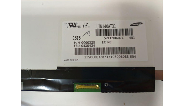 Матриця Samsung, LTN140AT31, 14.0'', LED, HD 1366x768, 30-pin, Slim, б/в, Мигає зображення, є засвіт, та бігають полоси, все на фото - 315600