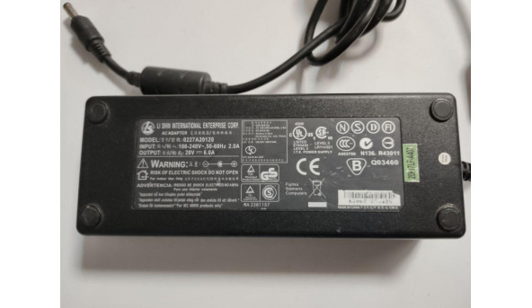 Зарядка, блок живлення для ноутбука Li Shin Model: 0227A20120, INPUT: 100-240v--50-60Hz, 2.0A, OUTPUT: 20V--6.0A , Б/В - 315971