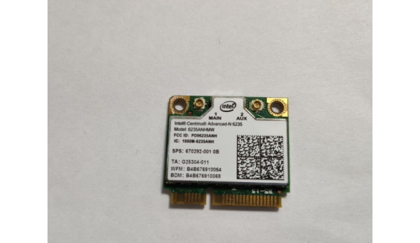 Адаптер WiFi знятий з ноутбука HP Spectre XT Pro 13, 13-2310eo, Dell Latitude E5520, 670292-005, g25304-011, 6235anhmw, Б/У. В хорошому стані.
